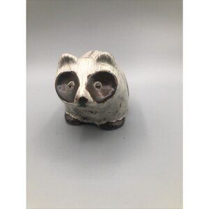 Pigeon Forge Glazed Pottery Racoon FIGURINE Signed D Ferguson Handcrafted